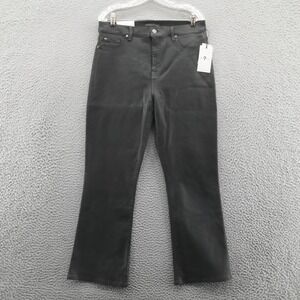 NWT 7 For‎ All Mankind High Waist Slim Kick Jeans Size 32 Black Womens Coated